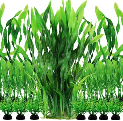Allecto - Aquariumplanten - Kunstmatige decoratie - 20 stuks - Groen - Aquariumaccessoires - Geschikt voor huis en kantoor - Aquariumdecoratie