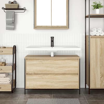 vidaXL - Badkamerkast - met - lades - 90x34,5x60 - cm - Sonoma - eikenkleurig