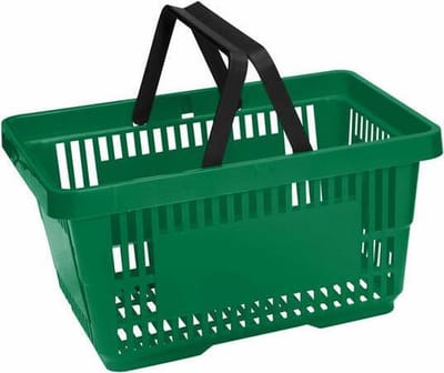 Winkelmandje 20 liter – groen – 2 handgrepen - 10 stuks