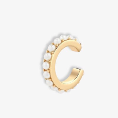 Unique Treasure Ear Cuff Oorbel 925 Sterling Zilver Verguld 18K Goud met Parels – Handgemaakte Oorcuff Zonder Gaatjes