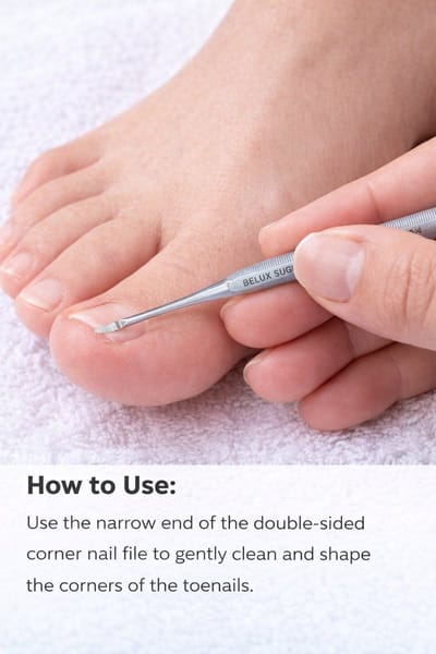 Belux Surgical Instruments / Hoekvijl – Dubbelzijdige Nagelvijl voor Manicure & Pedicure – 15 cm – RVS – Voor Nagels en Tenen
