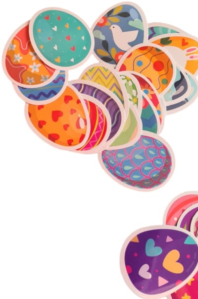 10x Sticker mix paaseieren pasen