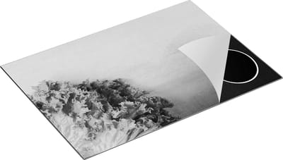Chefcare Inductie Beschermer Groene Sla op Grijze Marmer - Zwart Wit - 75x50 cm - Afdekplaat Inductie - Kookplaat Beschermer - Inductie Mat
