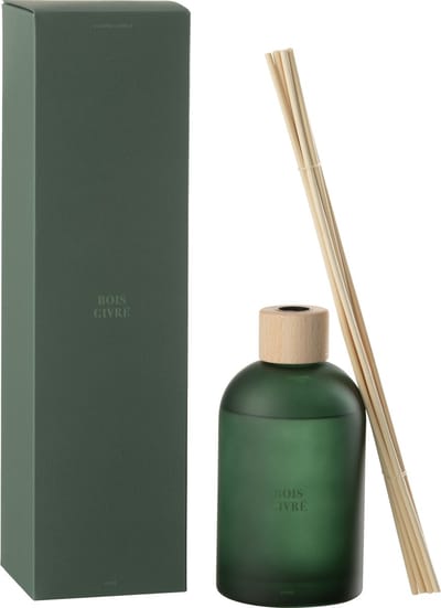 J-Line geurstokjes Accords Essentiels - bois givré - groen - 550 ml