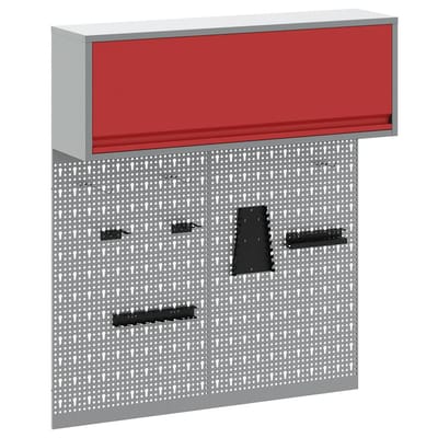 vidaXL - Gereedschapskast - Set - met - plank - 3 - st - Rood - Gepoedercoat - staal