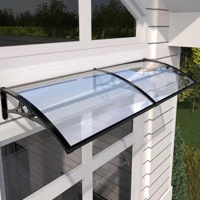 Veranda Luifel - Buitenluifel Patio - Bescherming Regen - Slagvast Polycarbonaat - 60-120cm Breed - Transparant Zwart