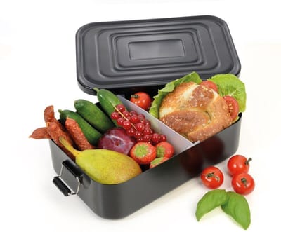 TROIKA zwarte doos XL, Lunchbox XL met clipslot