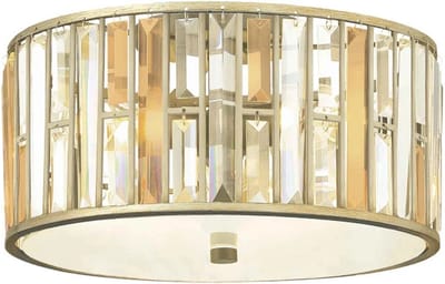 Landelijke Plafondlamp - Steady Lighting - Glas - Landelijk - E27 - L: 41.9cm - Voor Binnen - Woonkamer - Eetkamer - Zilver