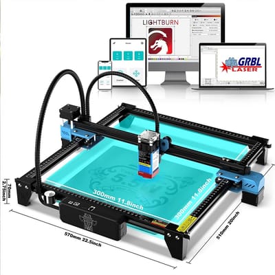 2 in 1 Laser Graveermachine - Inclusief Air Assist Kit En Honeycomb Board - Geüpgrade Laser - Geschikt Voor Alle Soorten Hout En Meer – Blauw Licht