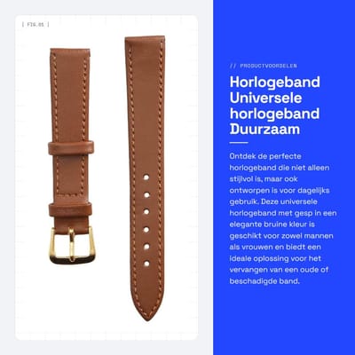 Allecto - Horlogeband - Universele horlogeband - Duurzaam en comfortabel - Bruin - Reservearmbanden - Geschikt voor mannen en vrouwen - 12 mm tot 2...