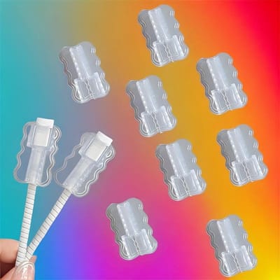 1 stuks Transparante TPU Oplaadkabelbeschermer voor Apple & Android Flexibele, Duurzame Sleeve om Breuk & Loskoppeling te Voorkomen Kabelbeschermers voor Opladers white