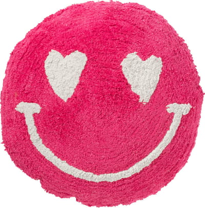 J-Line kussen Smiley Getuft - katoen - roze/wit