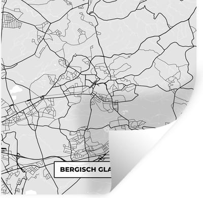 Muurstickers - Sticker Folie - Stadskaart - Duitsland - Plattegrond - Bergisch Gladbach - Kaart - 100x100 cm - Plakfolie - Muurstickers Kinderkamer - Zelfklevend Behang XXL - Zelfklevend behangpapier - Stickerfolie
