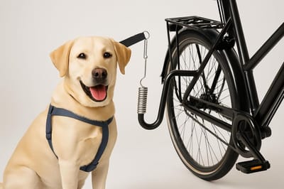Fiets Hondenriem - Honden Fietslijn - Fietsen met Hond - Snelbevestiging Mechanisme - 125 cm Lengte - Bruin