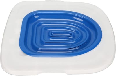 Toilettraining Set voor Katten - Herbruikbaar en Milieuvriendelijk - Universeel Systeem voor Huisdieren - Wit Dienblad met Blauwe Binnensteun - Katten WC Training Kit.