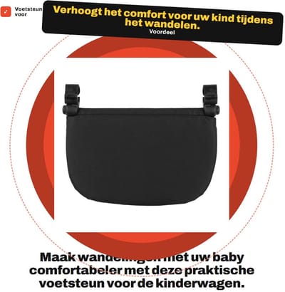 Dailygoods- Voetensteun Slijtvast - Voetensteun Kinderwagen - Voetensteun voor YOYA/VOVO - Zwart - 32 x 21 cm - Oxford-doek - Kinderwagenaccessoire