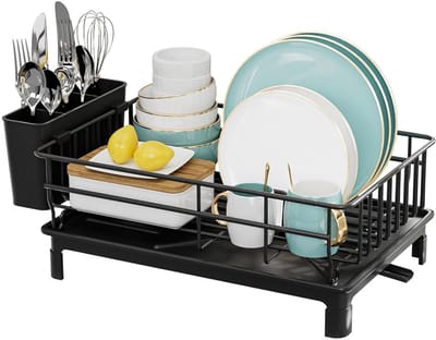 Compact droogrek - omgekeerde afvoer, keukenorganizer - zwart
