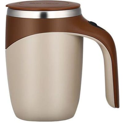 304 Roestvrijstalen Mok Luie Koffie Roerbeker Automatische Roerbeker Magnetische Roterende Elektrische Melkbeker 301-400ml brown