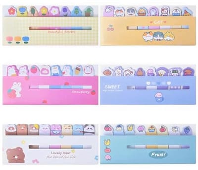 Narrow Sticky Notes Set - 6 Packs van Zelfklevende Notitieblaadjes met 720 Stuks in Kleurige Ontwerpen
