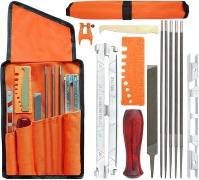 Kettingzaag Slijper - Slijp Set - Onderhoud Buiten - 14 Delig Gereedschap - 28x15x6cm