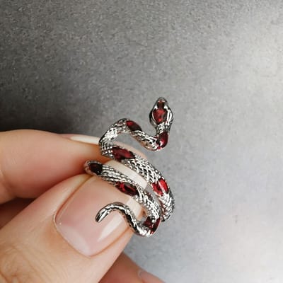 Slangvormige Open Ring Voor Vrouwen Mannen Vintage Groen Emaille Zirconium Onregelmatig Verstelbare Vingerringen Sieraden resizable gray