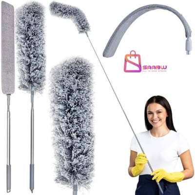 telescoopstofborstel met 2 opzetstukken – 84 cm t/m 250 cm– 4-in-1 schoonmaakborstel – handborstel – Bereik Elke Hoek Zonder Ladder – plumeau uitschuifbaar – plumeaus – plumeau met telescoopsteel – schoonmaak borstel –15099