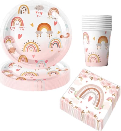 Verjaardagsversiering voor meisjes - regenboog tafeldecoratie - bohemian stijl - perfecte feestset - ShopVlot