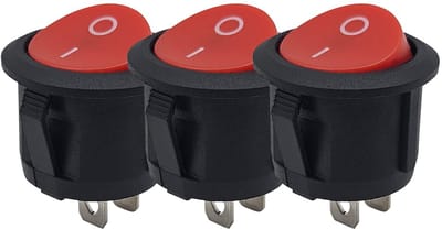 ProRide Wipschakelaar ON/OFF KCD2-202 - 2-pins - Rond ?20mm - 250V/6A - Rood - 3 stuks
