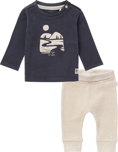 Noppies - Kledingset - 2delig - Broek Naura Oatmeal - Shirt Raroria Phantom - Maat 56
