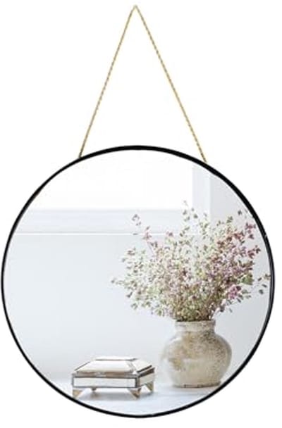 Kleine Ronde Wandspiegel voor Badkamer - Zwart, 11,8 Inch