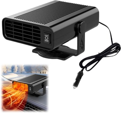 1 stuk - Autokachel - Draagbare autokachel 12V 150W - 360° draaibare ontdooier - 2-in-1 warme en koude ventilator - Geschikt voor autoruiten - Aansluiting voor sigarettenaansteker - Geschikt voor sedans, SUV's en campers - 14,5*10,5*8 cm - Zwart