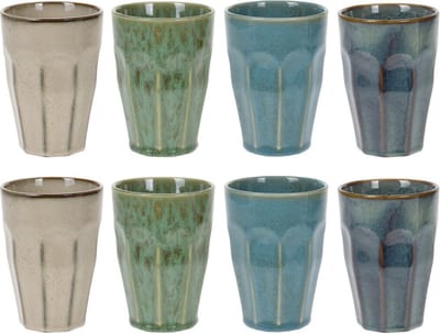 Koffiekopjes - porselein - klein - multi kleuren - set 8x stuks - 330 ml - theekopjes
