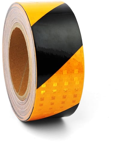 Geel en Zwart Reflecterende Tape, 25 m x 5 cm, Zelfklevende Veiligheidsmarkering voor Voertuigen, Vloermarkering en Waarschuwingsband voor Buitengebruik