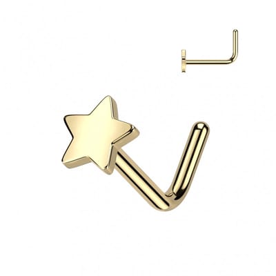 Neuspiercing titanium L-bend ster 3mm - goud - LMPiercings