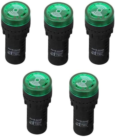 Alarm Buzzer Set - Signaal Geluid - Waarschuwing Melding - Geluid en Licht - 5 Stuks - Groen