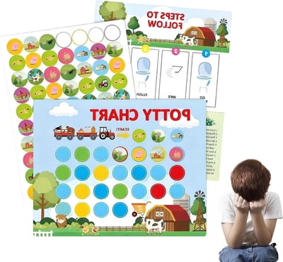 Zindelijkheidstraining Grafieken - Gedrag Motivatie Tool - Kinderen Leren - Interactief Beloningssysteem - 10 Grafieken 63 Stickers - Boerderij Thema