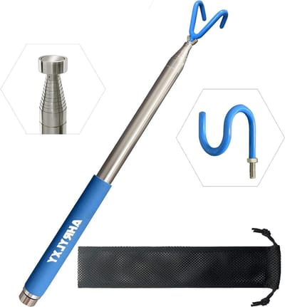 Grijper Telescoopstok - Ophanghulp - Objecten Pakken - 3 Haken & Magneet - 40 cm - Zilver