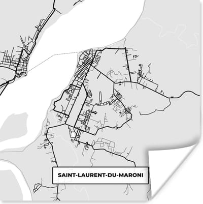 Poster Frankrijk – Plattegrond – Kaart – Saint-Laurent-du-Maroni – Stadskaart - 100x100 cm XXL