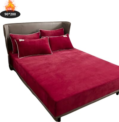Nivard Effen Hoeslaken - Beddengoed - Fitted Sheet - Bed - Slaapkamer - Bordeauxrood 90x200