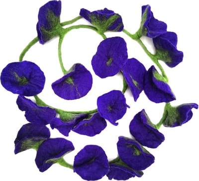 Vilten Bloemen Slinger - Paars - handgemaakt - lengte ca. 180cm - 100% wol