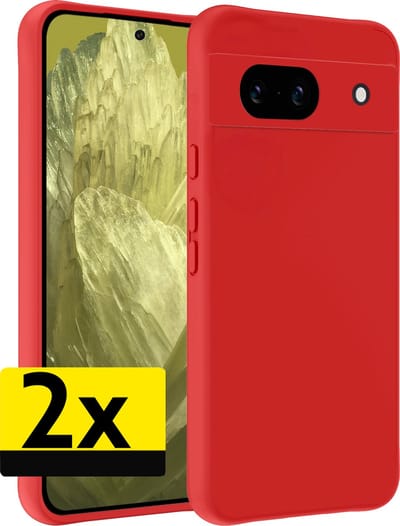 Hoesje - 2 Stuks - Geschikt voor Google Pixel 8a - Sterk & Shockproof - Case Siliconen - Back Cover - Telefoon Hoes - Telefoonhoesjes - Rood