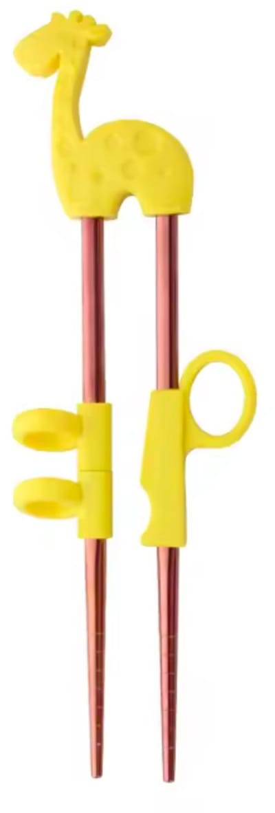 ProductGoods Kinder Eetstokjes – Giraffe – Met Hulpstuk – 2 Stuks – Geel/Rosé Goud