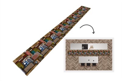 Keukenloper - Keukenmat - Tieners - Radio - Patronen - Retro - 400x50 cm - Keuken vloerkleed
