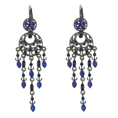 Behave - Oorhangers met blauwe stenen - Vintage stijl - 8 cm