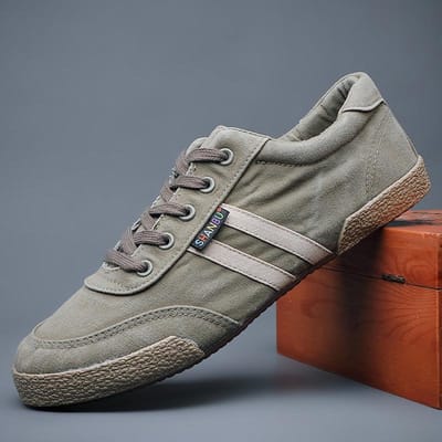 Baskets pour Homme Chaussures Décontractées Mode Bout Rond Haute Qualité Respirantes Confortables Mâle Résistantes Chaussures en Toile Tenis Marculino 42 vert d’armée