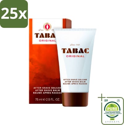 25 x Tabac Original Men - Aftershave Balsem - Verzachtend - 75 ml - Grootverpakking - Aftershave Balsem - Huid Verzorgen - Scheren Na - Droge Huid - Huid Kalmeren
