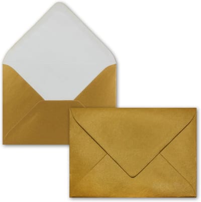 Gouden Enveloppen - Feestelijke Post - Kaarten Versturen - Nat Plakrand - 50 Stuks B6 - Goud Metallic