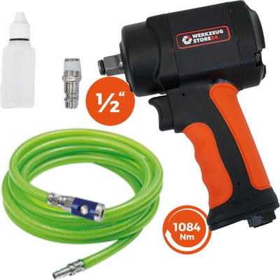 WS24 perslucht slagmoersleutel 1/2" mini + PVC-slang lichtgroen