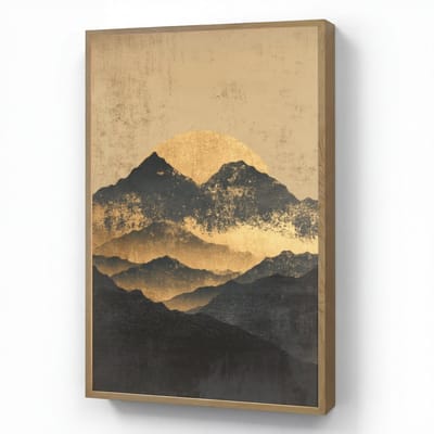 Wandlamp 60x90 cm - Oplaadbaar - Gouden Bergen bij Maanlicht - Wandlampen binnen woonkamer - Slaapkamer lamp - Decoratieve nachtlamp - Vloerlamp draadloos
