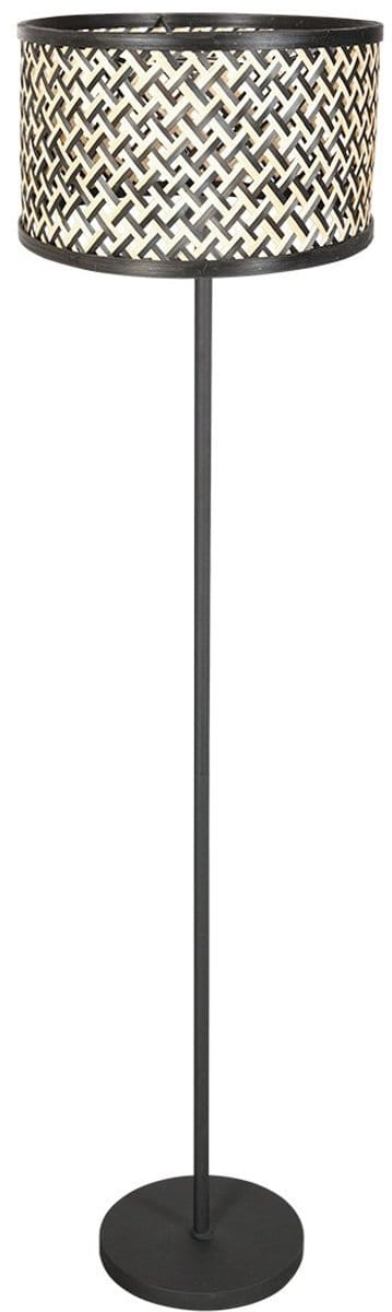 Vloerlamp Noor 4438ZW - Zwart armatuur van bamboe - Trendy stijl - Mexlite - Ideaal voor binnengebruik met een hoogte van 144 cm